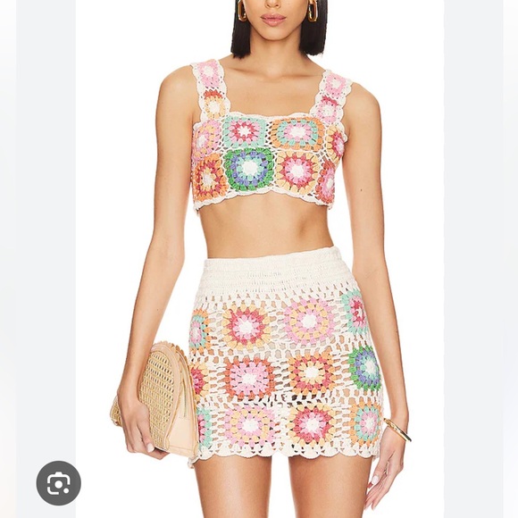 Beach Riot Tops - Beach riot Hudson skirt and Eliza top crochet set